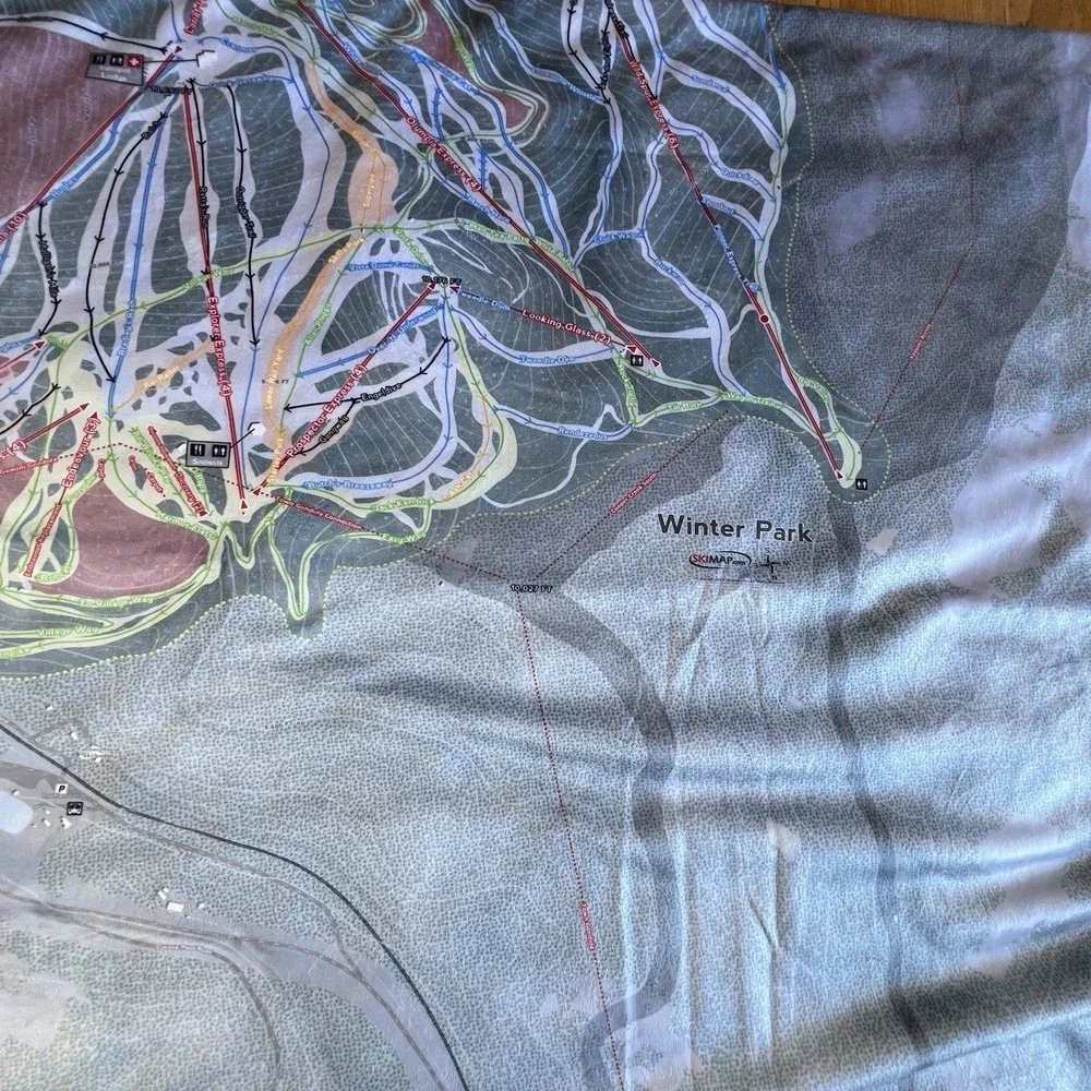 Winter Park Ski Map Throw‎ Blanket Polyester Terry Tash SkiMap Art